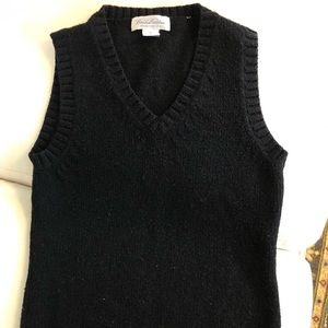 Black wool v-neck Brooks Brother sweater vest.